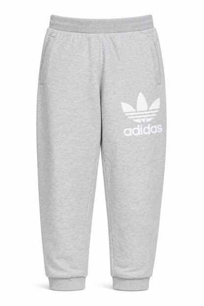 Front view of Adidas boys’ grey 11-12 years jogger sweatpants cotton blend tapered fit