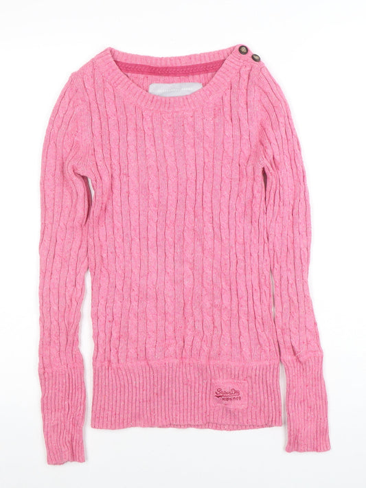 Womens UK Size S Superdry Pink Pullover Jumper