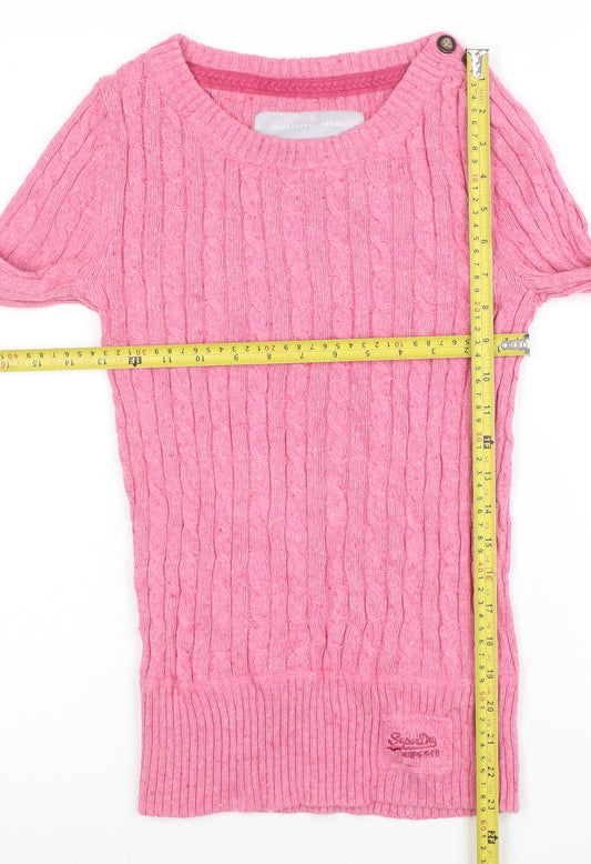 Womens UK Size S Superdry Pink Pullover Jumper