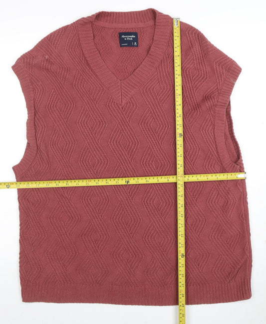 Abercrombie & Fitch Women’s Brown Knit V-Neck Oversized Sleeveless Jumper M