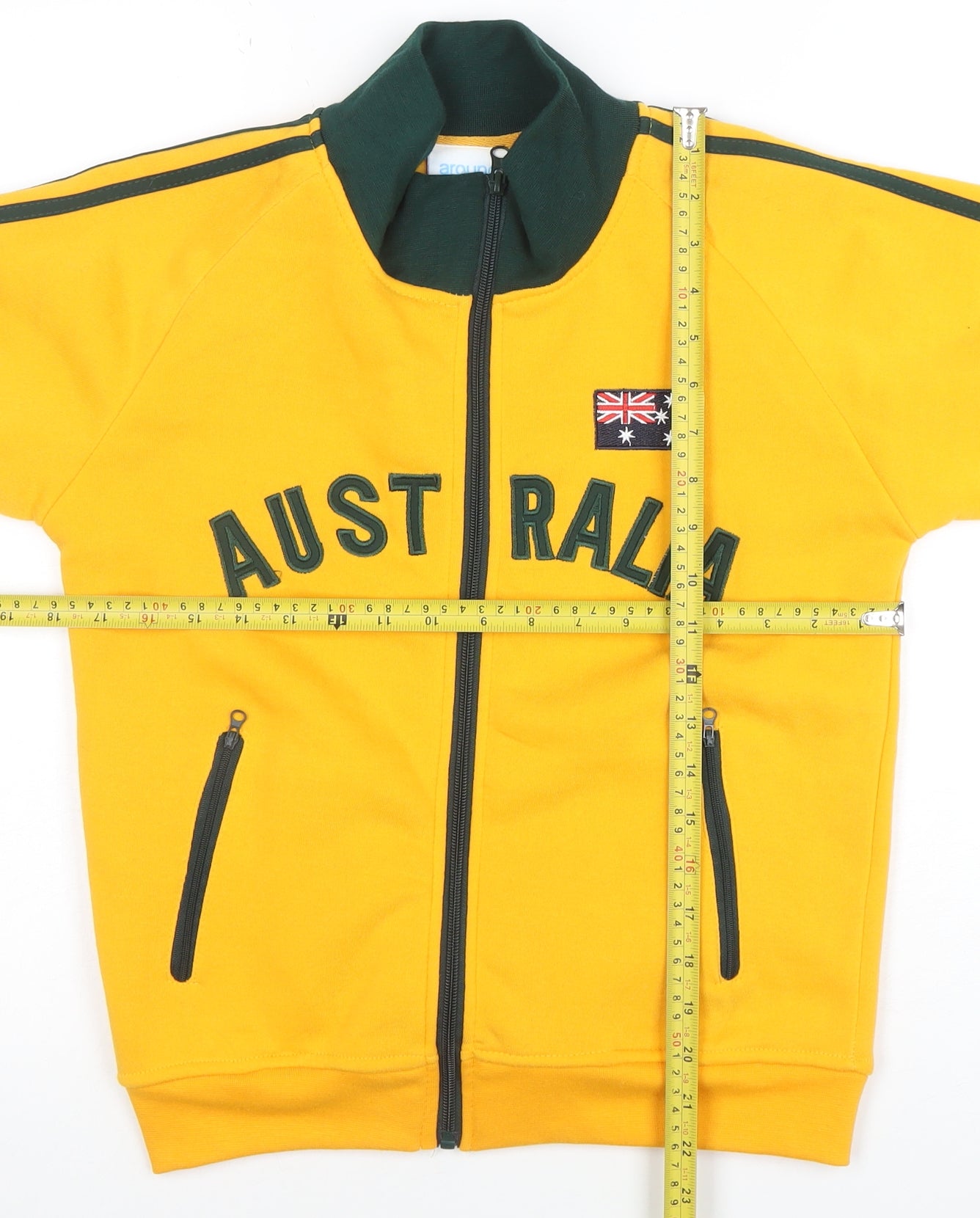 Boys UK Size 12 Years Around Australia Yellow Full Zip Sweatshirt