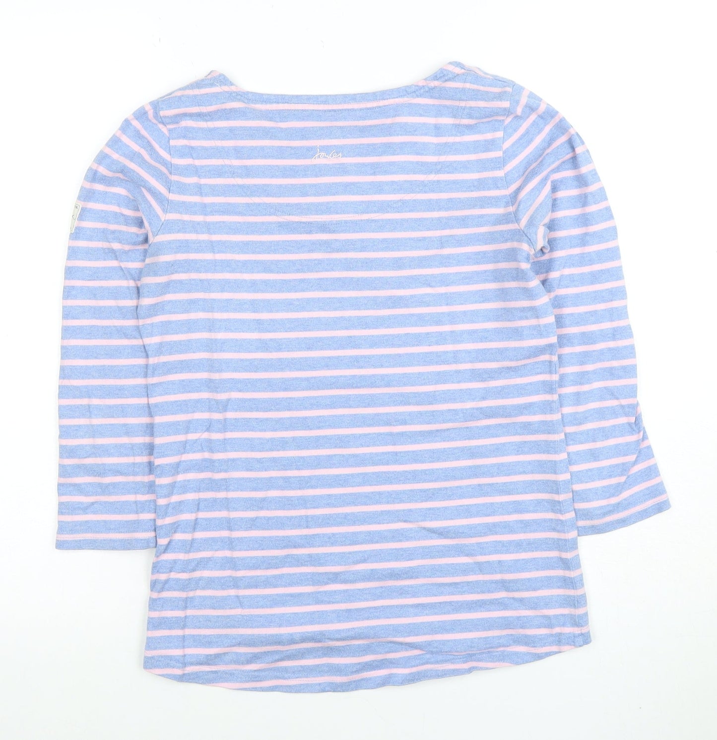 Joules Womens Blue Pink Striped 3/4 Sleeve Cotton T-Shirt Size 8