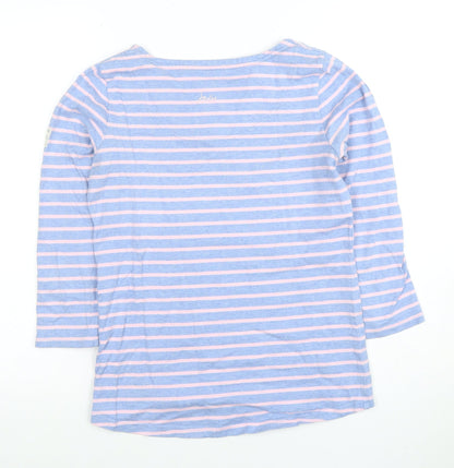 Joules Womens Blue Pink Striped 3/4 Sleeve Cotton T-Shirt Size 8