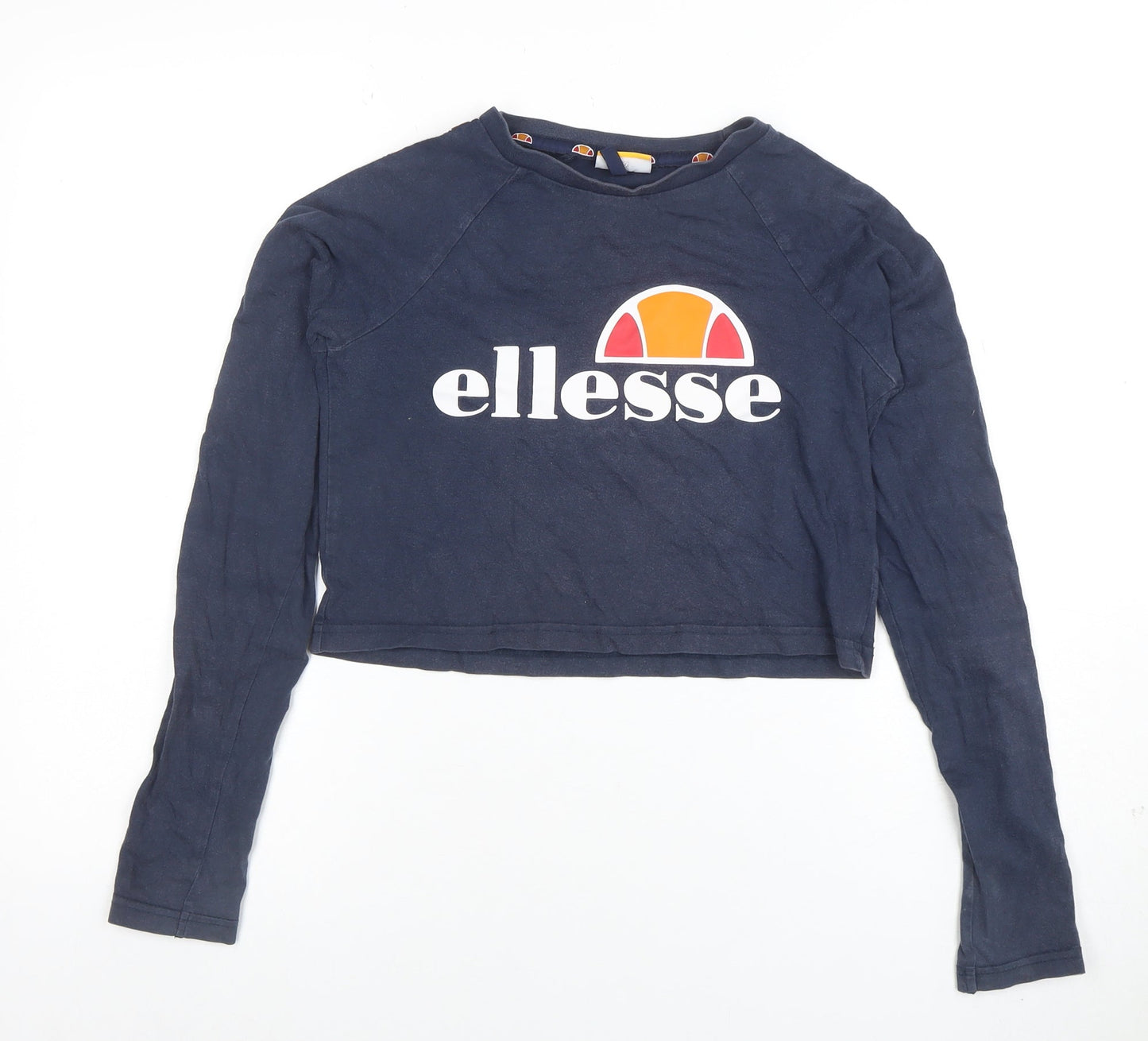 Womens UK Size 10 ellesse Blue Cropped T-Shirt
