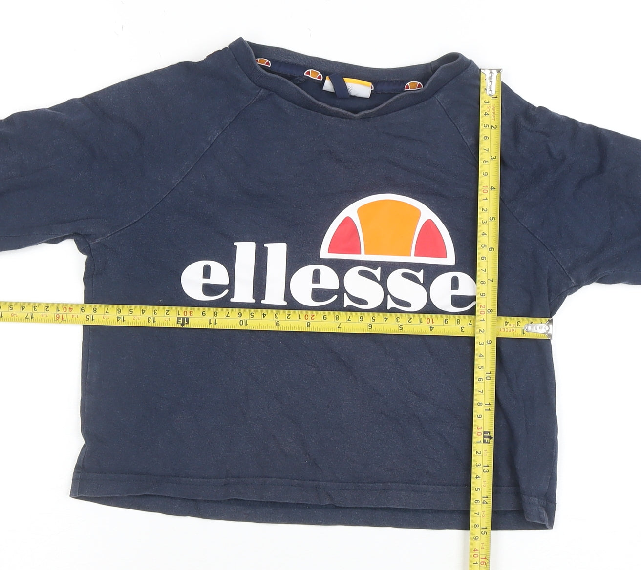 Womens UK Size 10 ellesse Blue Cropped T-Shirt