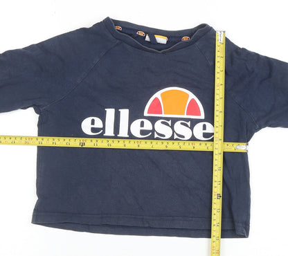 Womens UK Size 10 ellesse Blue Cropped T-Shirt