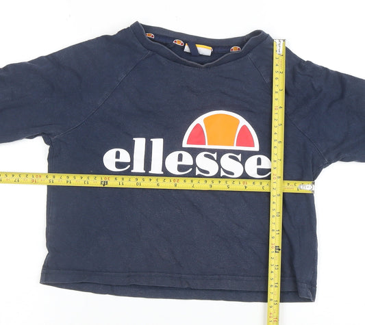 Womens UK Size 10 ellesse Blue Cropped T-Shirt