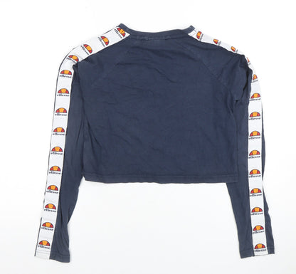 Womens UK Size 10 ellesse Blue Cropped T-Shirt