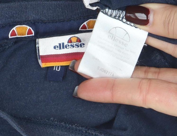 Womens UK Size 10 ellesse Blue Cropped T-Shirt