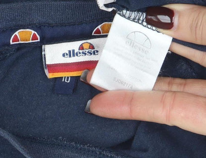 Womens UK Size 10 ellesse Blue Cropped T-Shirt