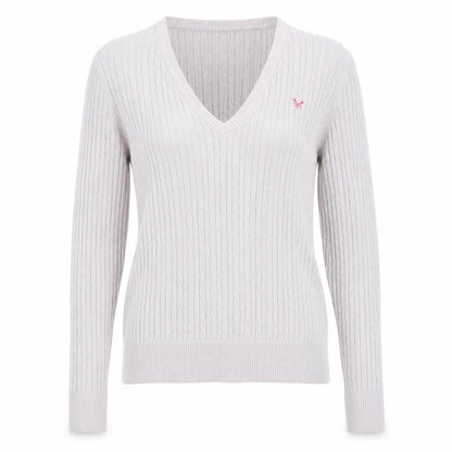 Crew Clothing Co. Women’s Beige V-Neck Cable Knit Jumper M
