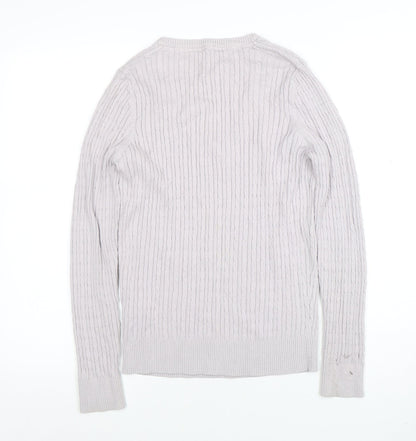 Crew Clothing Co. Women’s Beige V-Neck Cable Knit Jumper M