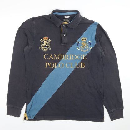 Joules Men’s Black Long Sleeve Polo Shirt S Classic Fit Cambridge Design