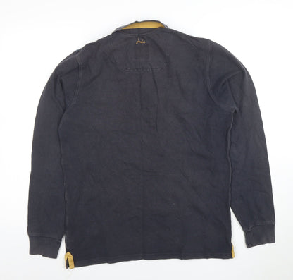 Joules Men’s Black Long Sleeve Polo Shirt S Classic Fit Cambridge Design
