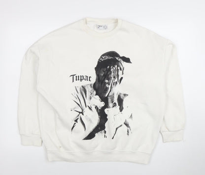 Mens UK Size XS 2Pac White Pullover Sweatshirt