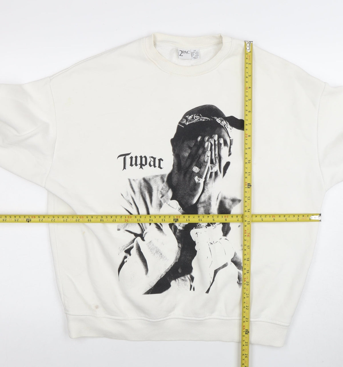 Mens UK Size XS 2Pac White Pullover Sweatshirt