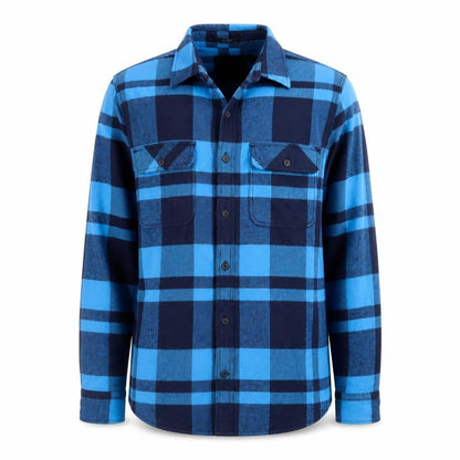 H&M L.O.G.G. Men's Blue Check Cotton Flannel Shirt Size S Relaxed Fit
