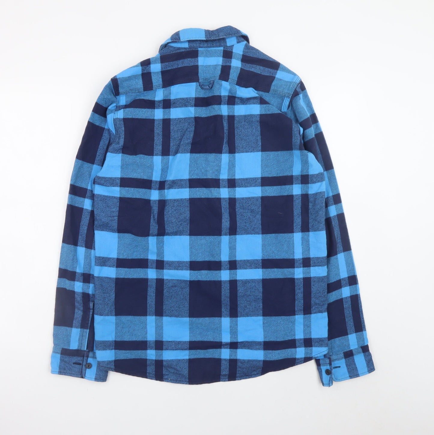 H&M L.O.G.G. Men's Blue Check Cotton Flannel Shirt Size S Relaxed Fit