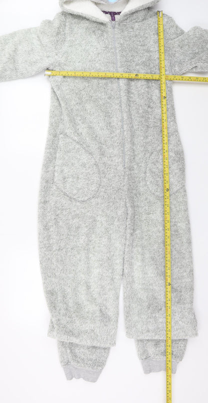 Marks and Spencer Women Grey Fleece Bear Hooded Onesie Size 8