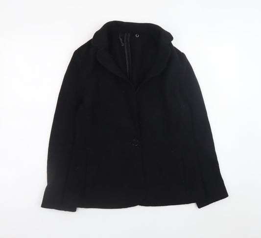 Jigsaw Women's Black Wool Blazer UK 10 Classic Short Jacket