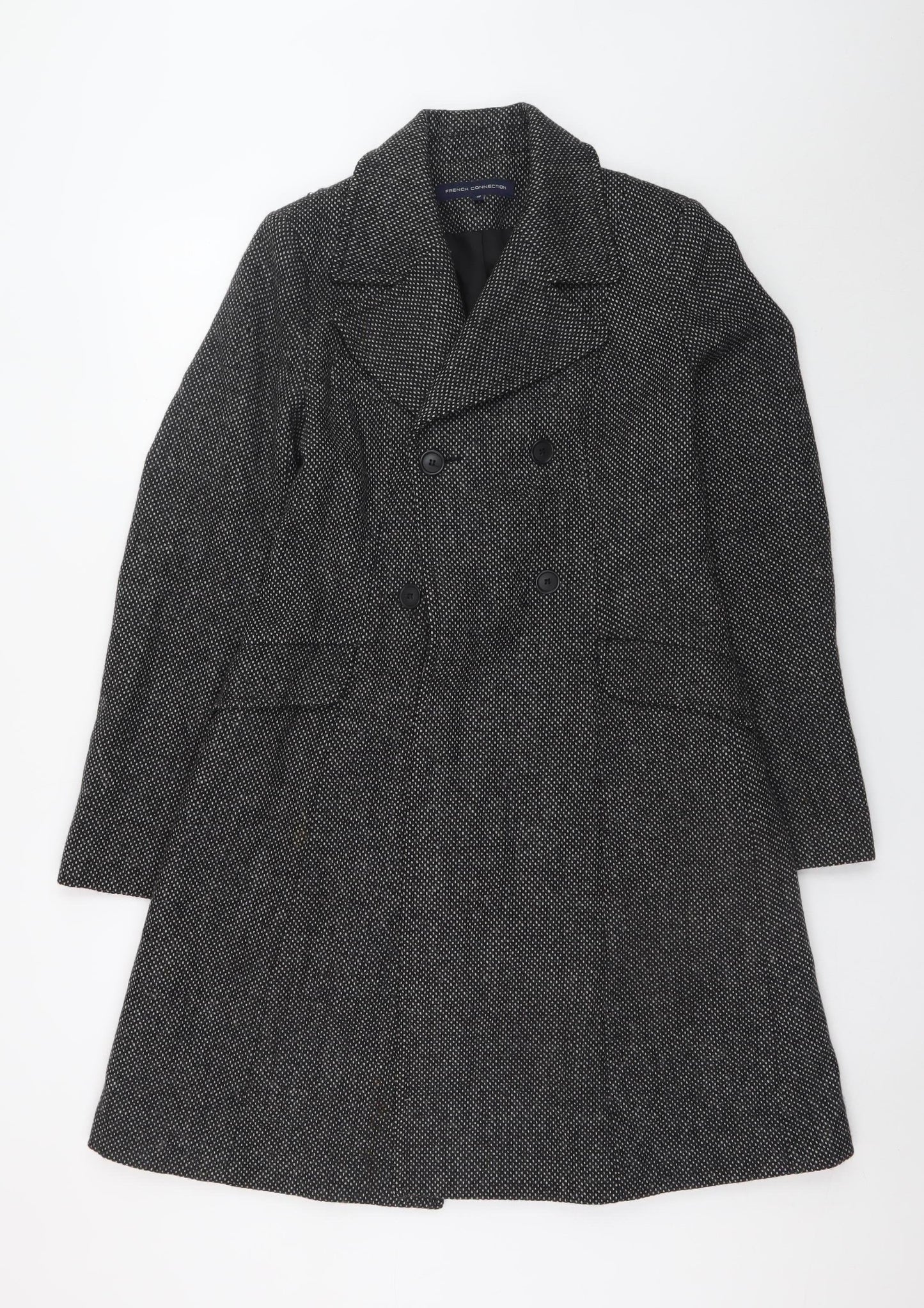 Womens UK Size 10 French Connection Black Pea Coat
