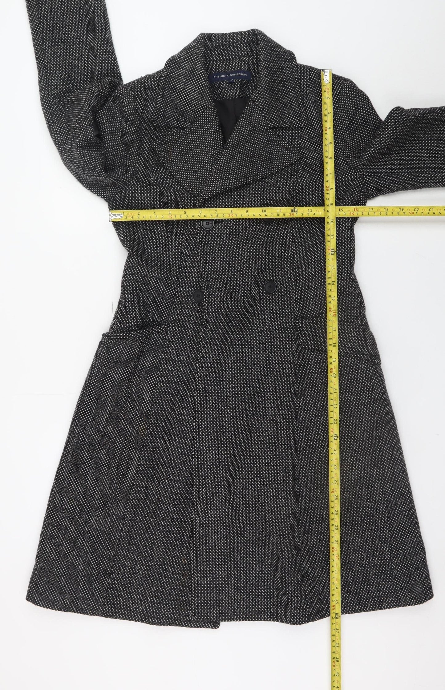 Womens UK Size 10 French Connection Black Pea Coat