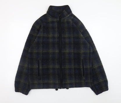Marks and Spencer Men's Blue Check Fleece Jacket Size S