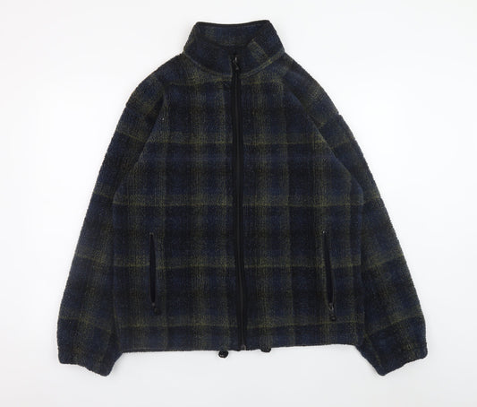 Marks and Spencer Men's Blue Check Fleece Jacket Size S