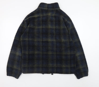 Marks and Spencer Men's Blue Check Fleece Jacket Size S