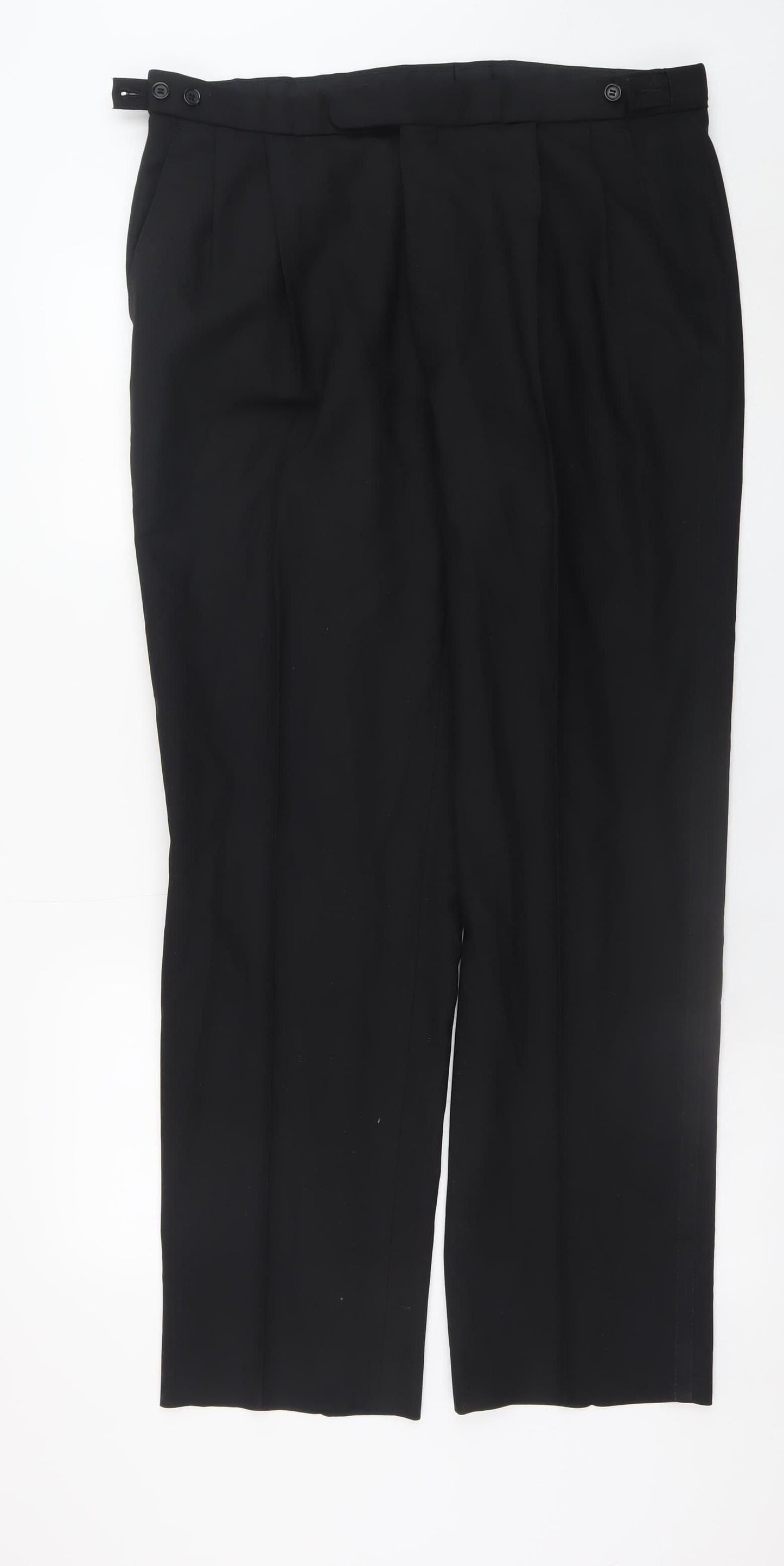 Mens UK Size L Marks and Spencer Regular Fit Dress Pants Black Trousers