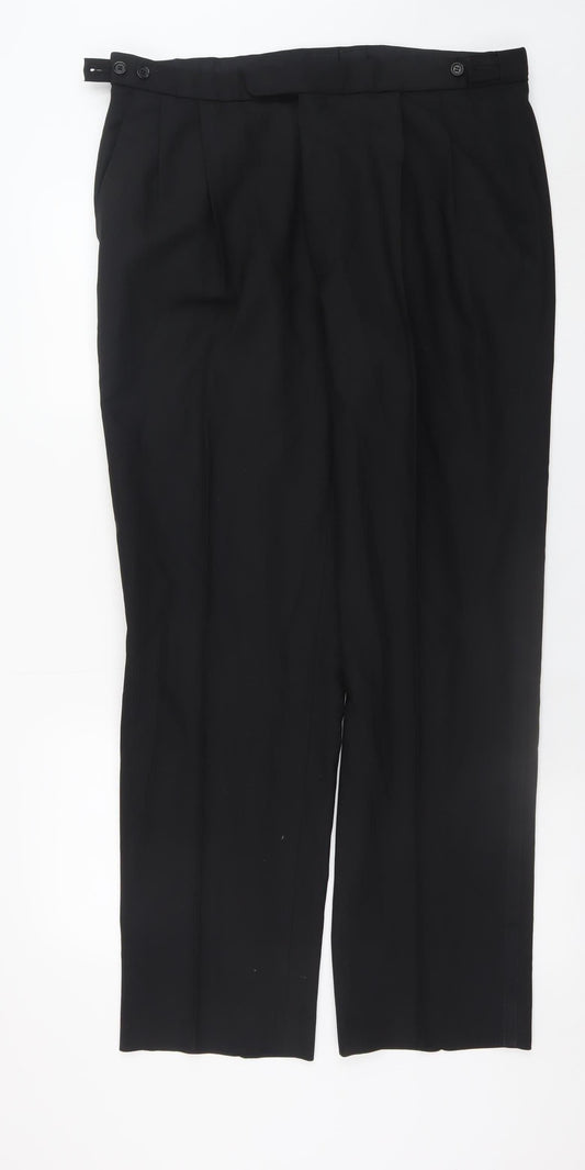 Mens UK Size L Marks and Spencer Regular Fit Dress Pants Black Trousers
