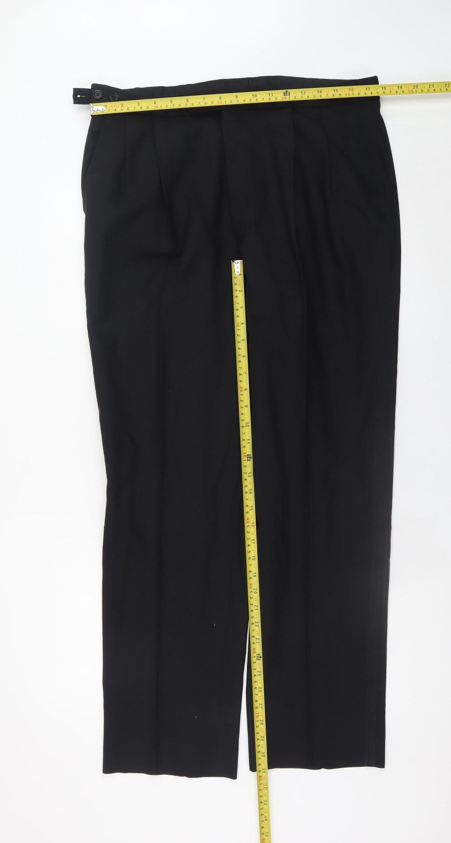 Mens UK Size L Marks and Spencer Regular Fit Dress Pants Black Trousers
