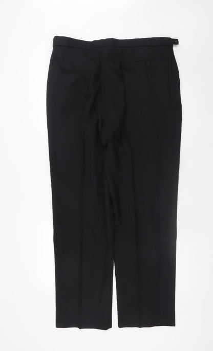 Mens UK Size L Marks and Spencer Regular Fit Dress Pants Black Trousers