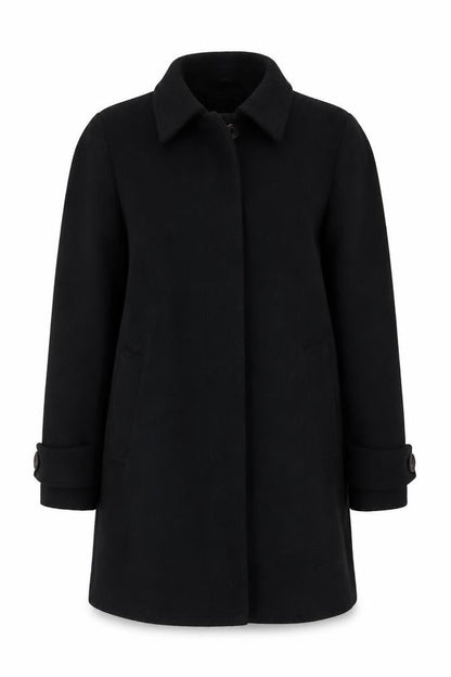 Marks & Spencer Women's Black Wool Blend Mid-Length Overcoat Size 6