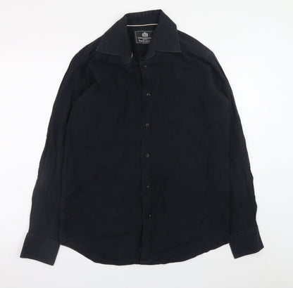 Van Heusen Men's Black 100% Cotton Long Sleeve Button-Up Shirt Size M 15/15.5