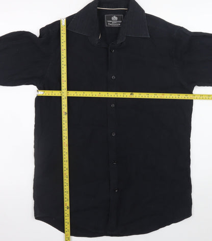 Van Heusen Men's Black 100% Cotton Long Sleeve Button-Up Shirt Size M 15/15.5