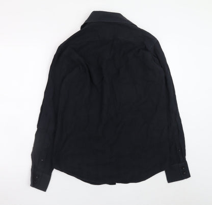 Van Heusen Men's Black 100% Cotton Long Sleeve Button-Up Shirt Size M 15/15.5