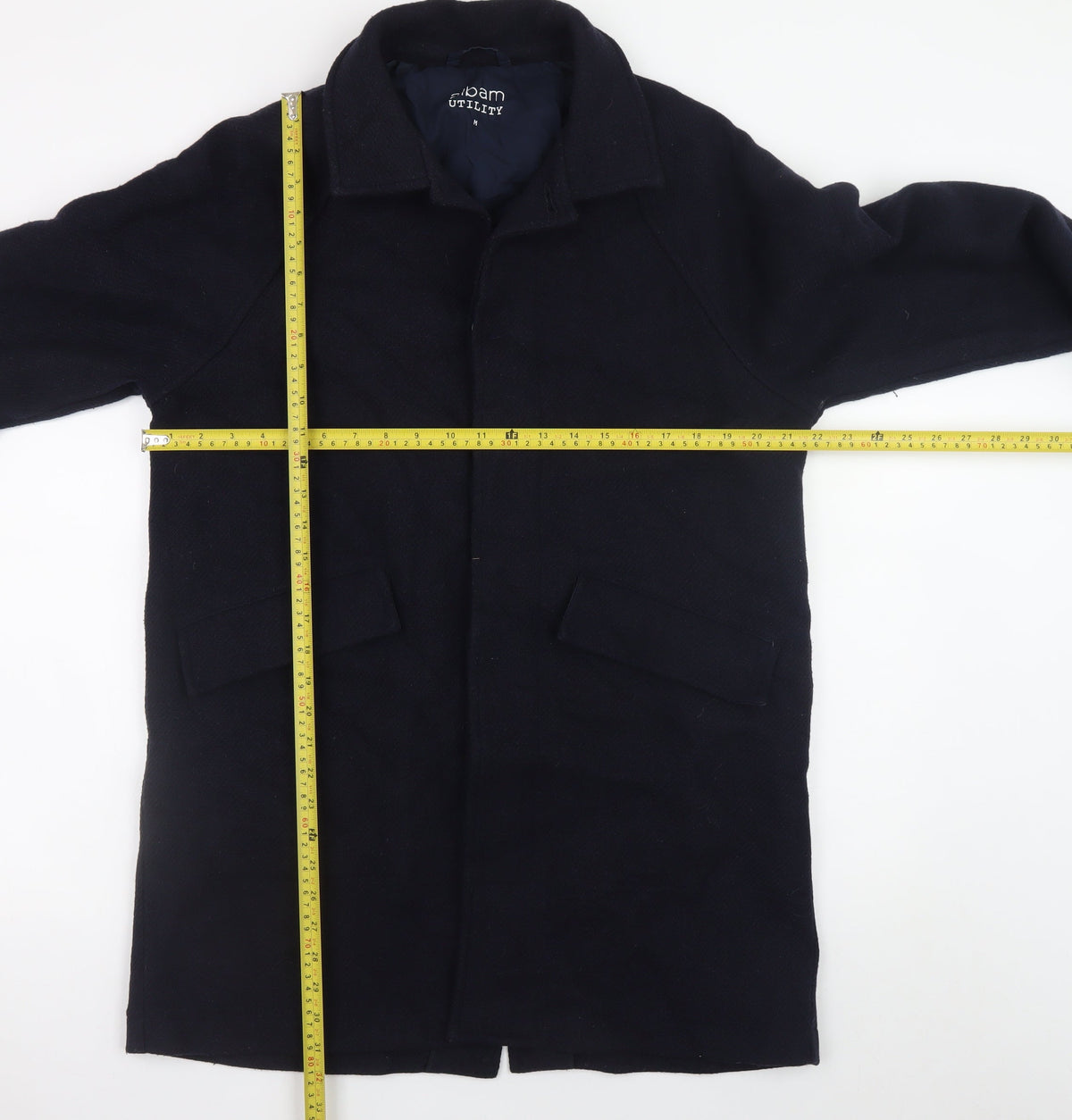 Albam Utility Women's Black Wool Blend Mid-Length Overcoat M