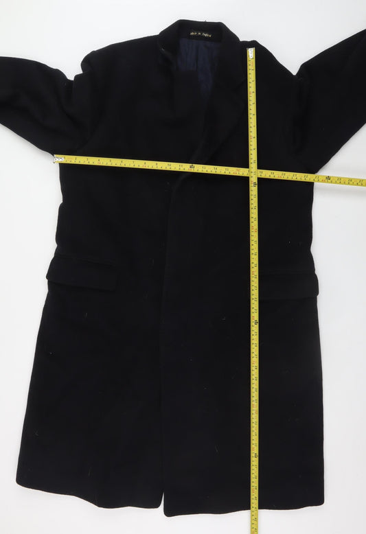 Maculette Men's Black Wool Cashmere Long Overcoat XL