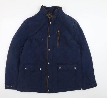 Crew Clothing Co. Men's Blue Quilted Mid-Length Jacket L