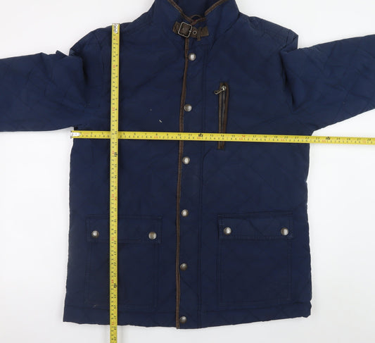 Crew Clothing Co. Men's Blue Quilted Mid-Length Jacket L