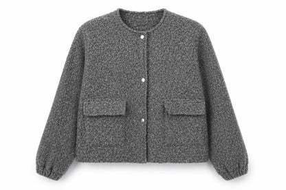 PrettyLittleThing Women Grey Basic Jacket M Lined Button Front