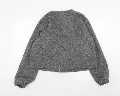 PrettyLittleThing Women Grey Basic Jacket M Lined Button Front