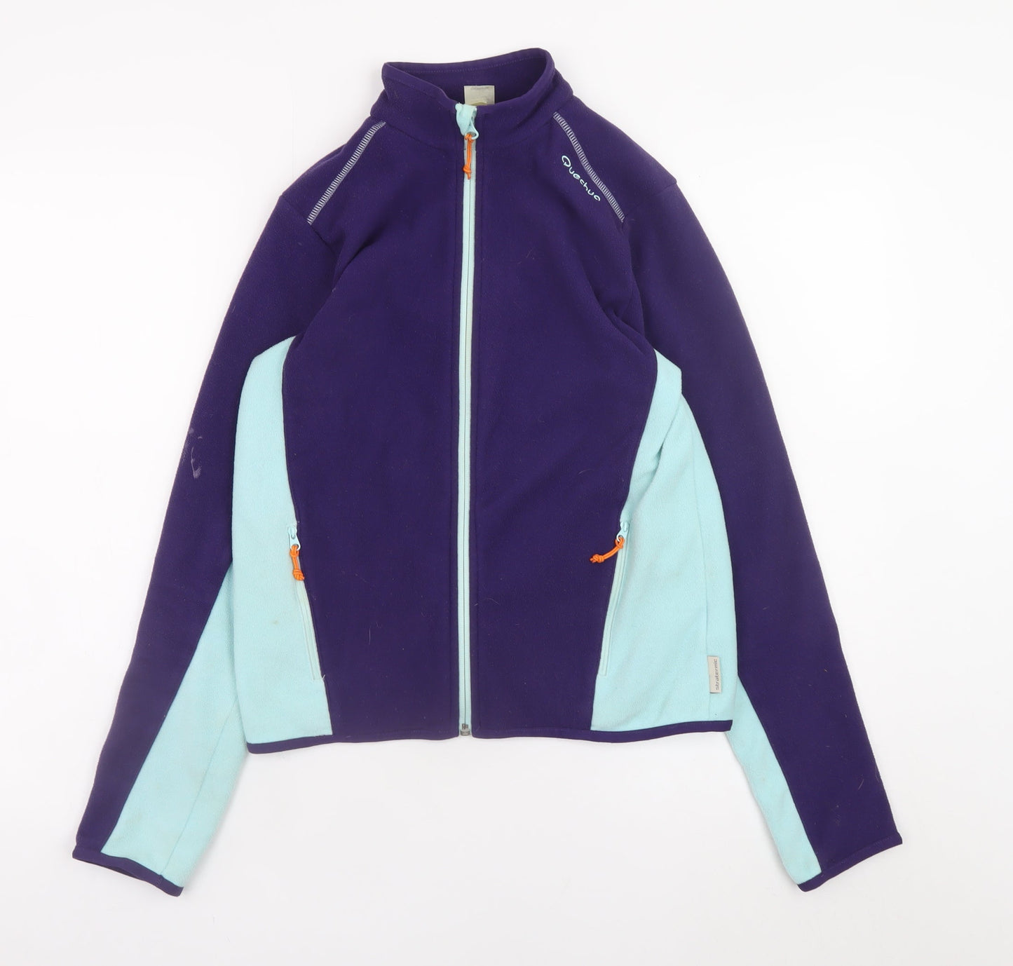 Quechua Teens Purple Blue Fleece Full Zip Jacket Size 14
