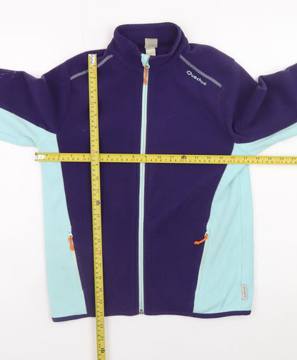 Quechua Teens Purple Blue Fleece Full Zip Jacket Size 14