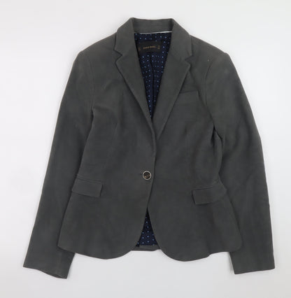 Zara Women Grey Blazer Size 12 Single-Breasted Elbow Patch Jacket