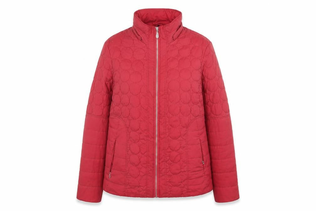 Four Seasons Women's Red Quilted Jacket L Lightweight Mid-Length