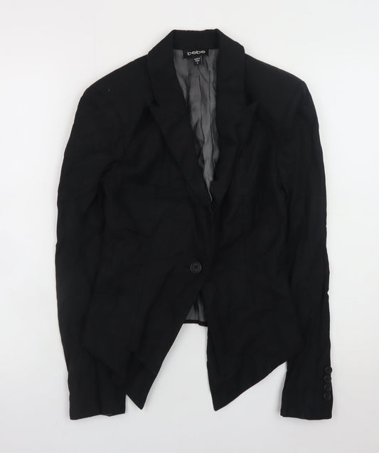 bebe Womens Black Slim Fit Blazer Size 8 Classic Business Jacket