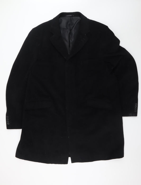 Jeff Banks Men’s Black Wool Classic Overcoat 2XL Formal Lined