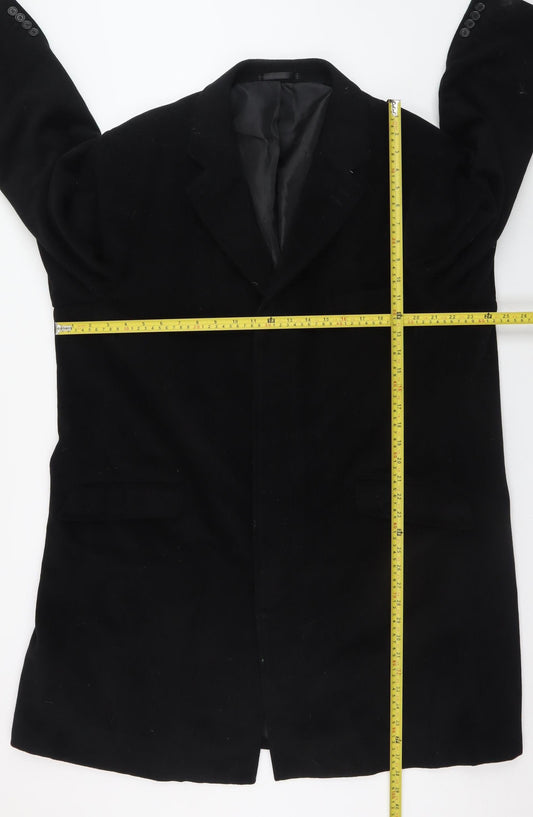 Jeff Banks Men’s Black Wool Classic Overcoat 2XL Formal Lined